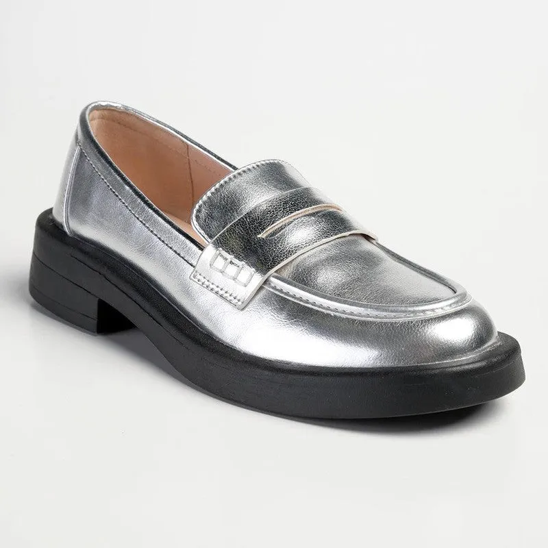 Madison Blessing Ladies Slip On Loafers - Metallic