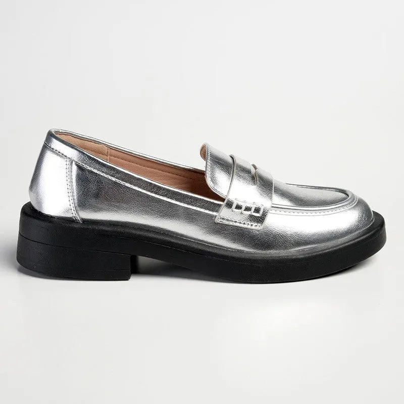 Madison Blessing Ladies Slip On Loafers - Metallic