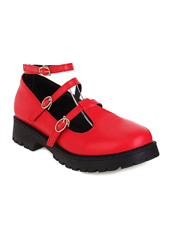 Mary Jane Buckles Round Toe