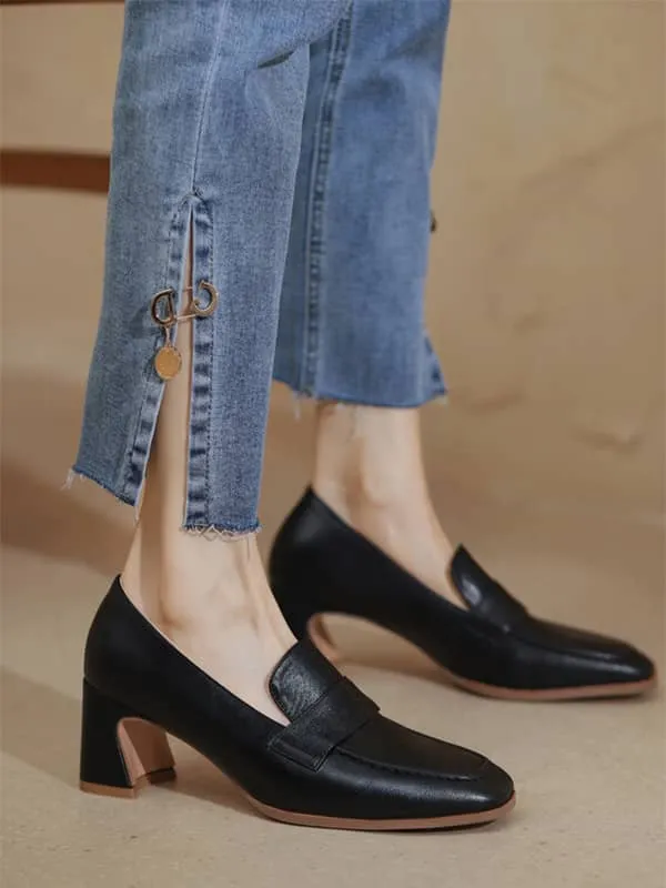 Mary Jane Square Toe Block Heel