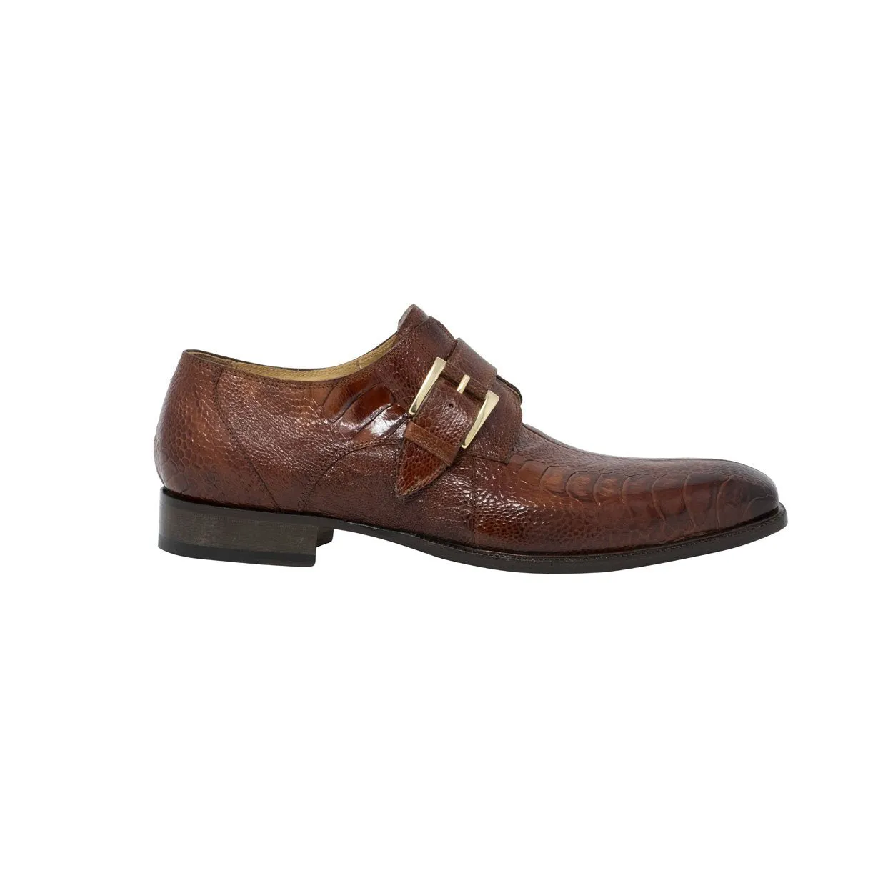 Mauri 4853-2 Cardinal Men's Designer Shoes Gold Exotic Ostrich Dress Monk-Straps Loafers (MA5112)