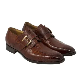 Mauri 4853-2 Cardinal Men's Designer Shoes Gold Exotic Ostrich Dress Monk-Straps Loafers (MA5112)