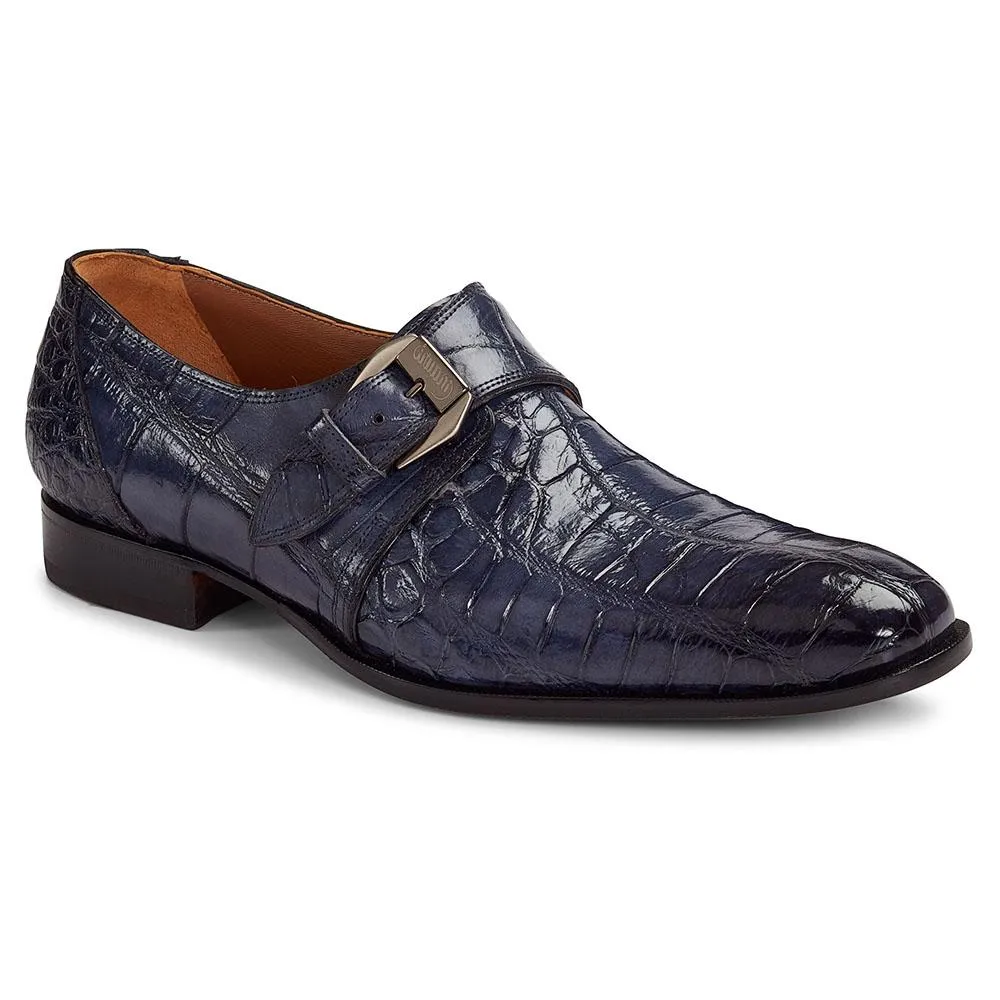 Mauri Men's Manzoni Body Alligator Hand-Painted Charcoal Grey Loafers 1090 (MA4104)