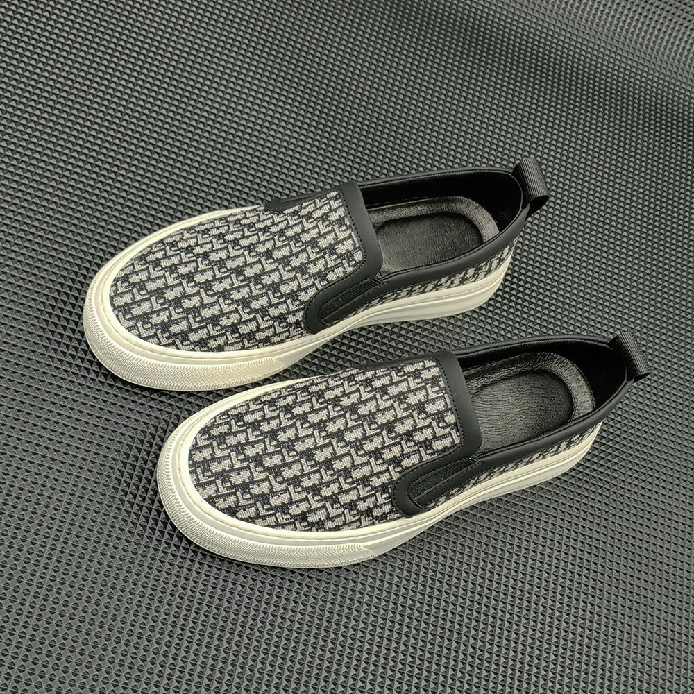 Men Breathable Jacquard Canvas Flat Casual Loafers