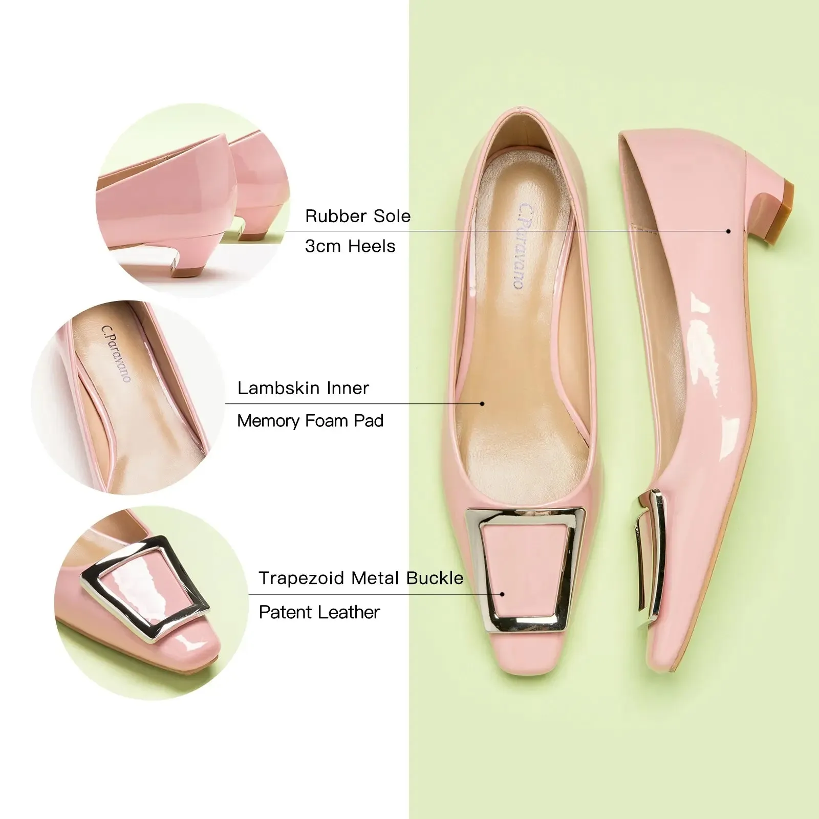 Metal Buckle Low Heel (Lucia)