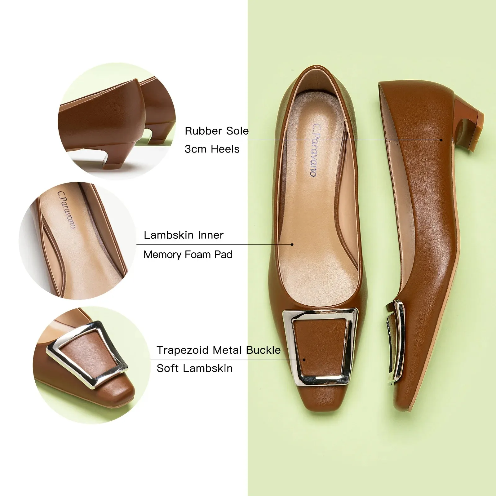 Metal Buckle Low Heel (Lucia)