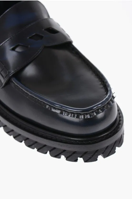 Off-White Leather COMBAT Penny Loafers with Carrion Sole