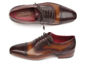 Paul Parkman Captoe Oxfords Brown Hand Pained Shoes