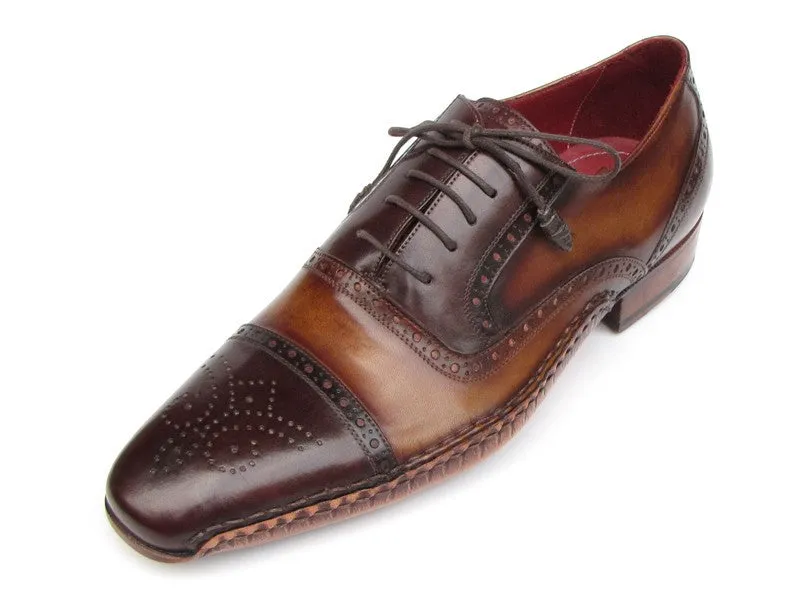 Paul Parkman Captoe Oxfords Brown Hand Pained Shoes