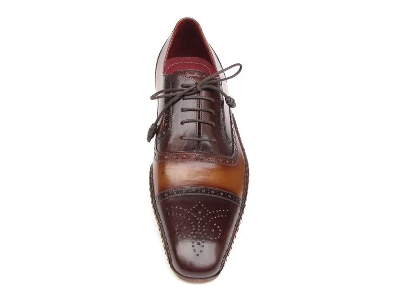 Paul Parkman Captoe Oxfords Brown Hand Pained Shoes