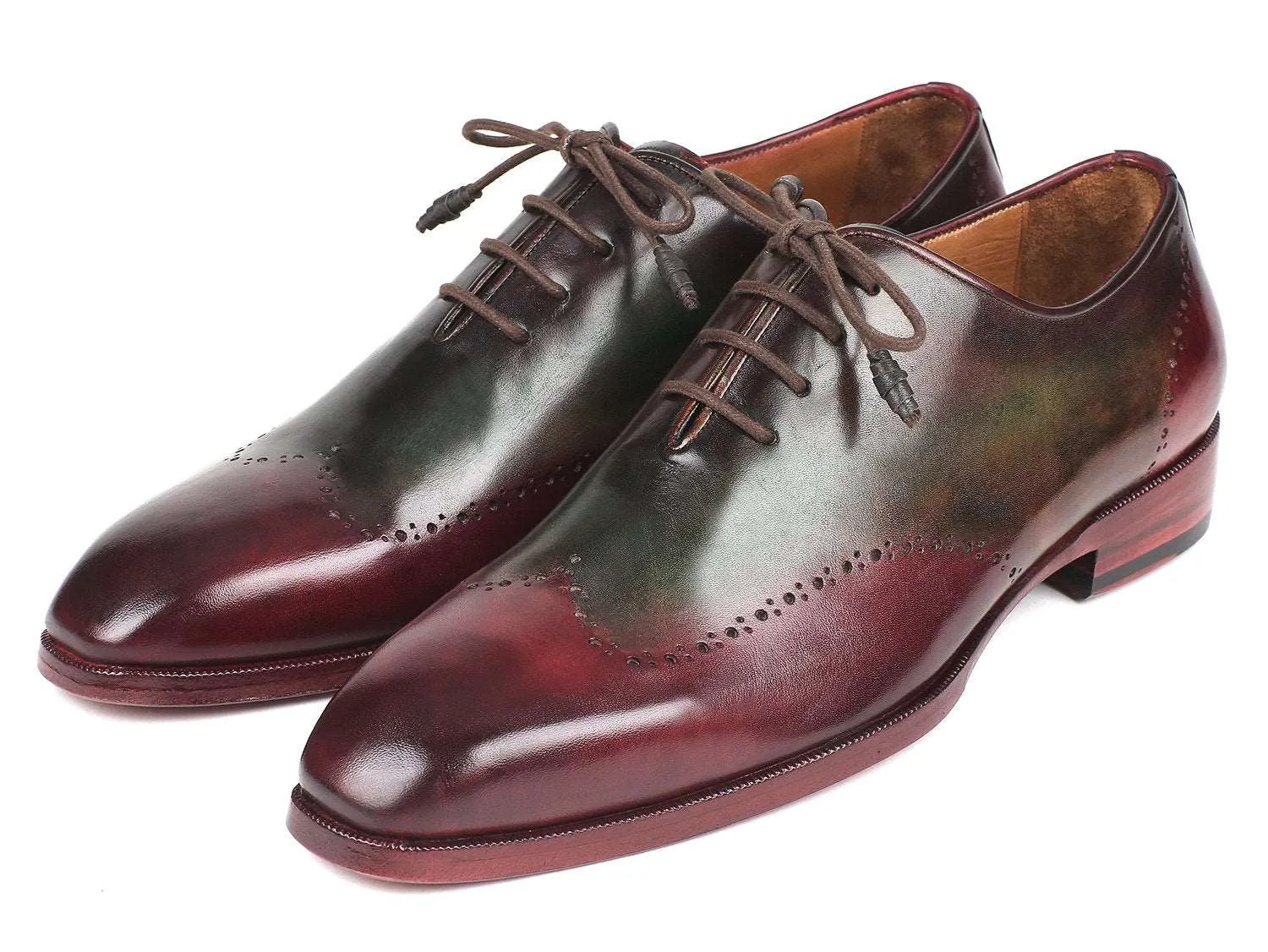 Paul Parkman Handmade Wingtip Oxfords Bordeaux/Green