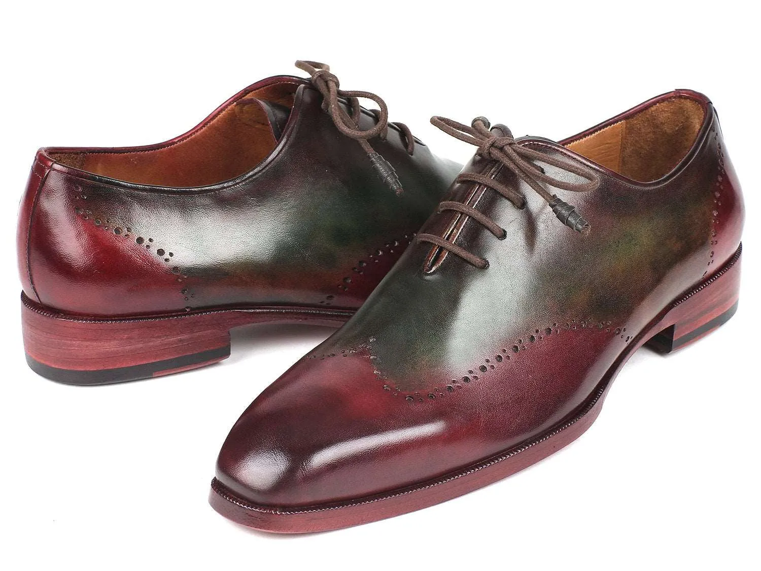 Paul Parkman Handmade Wingtip Oxfords Bordeaux/Green