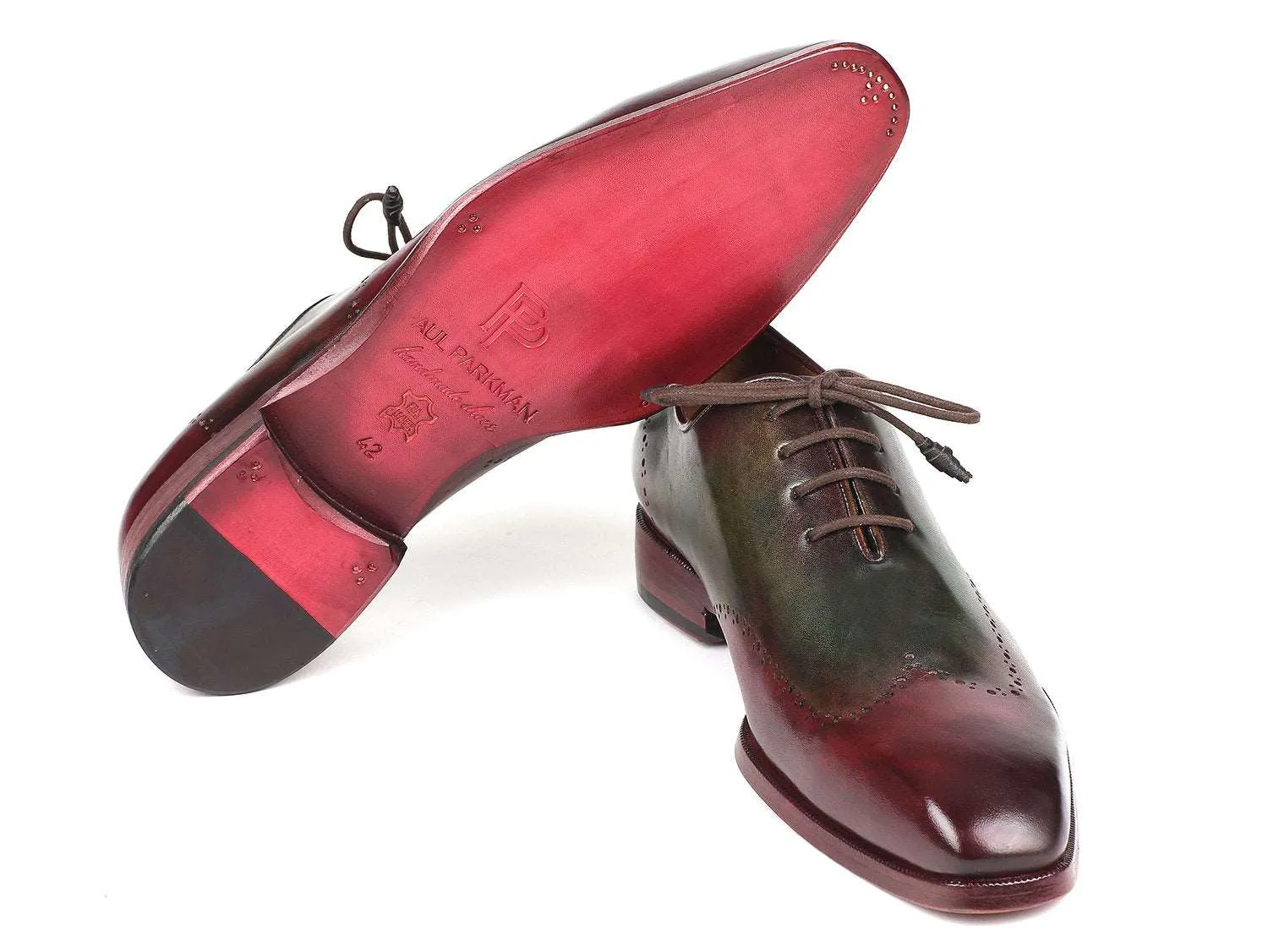 Paul Parkman Handmade Wingtip Oxfords Bordeaux/Green