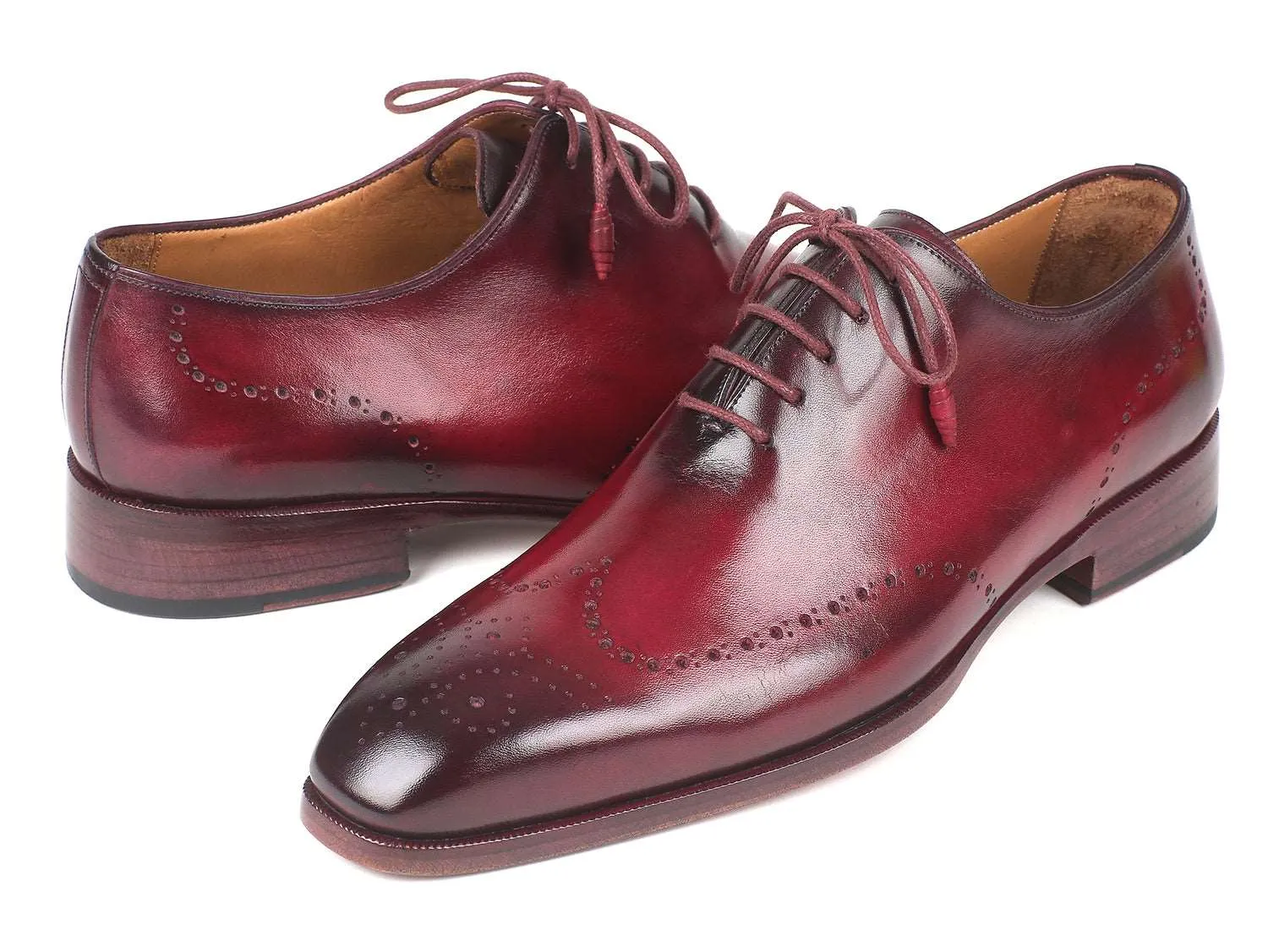 Paul Parkman Men's Bordeaux Burnished Wingtip Oxfords