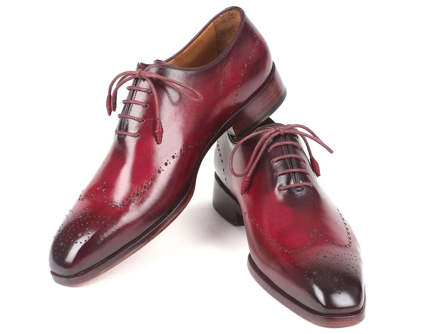 Paul Parkman Men's Bordeaux Burnished Wingtip Oxfords