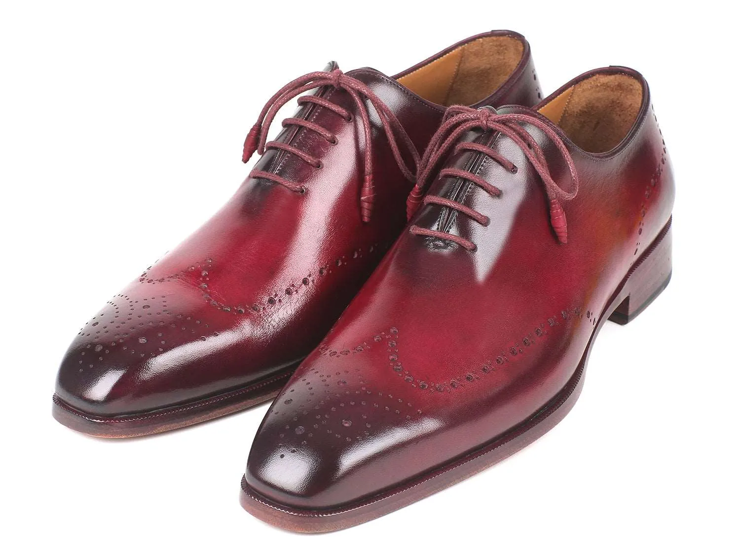 Paul Parkman Men's Bordeaux Burnished Wingtip Oxfords