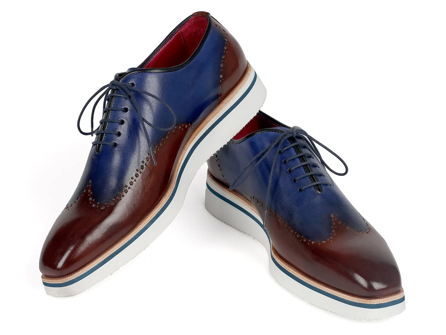 Paul Parkman Men's Brown & Blue Wingtip Oxfords