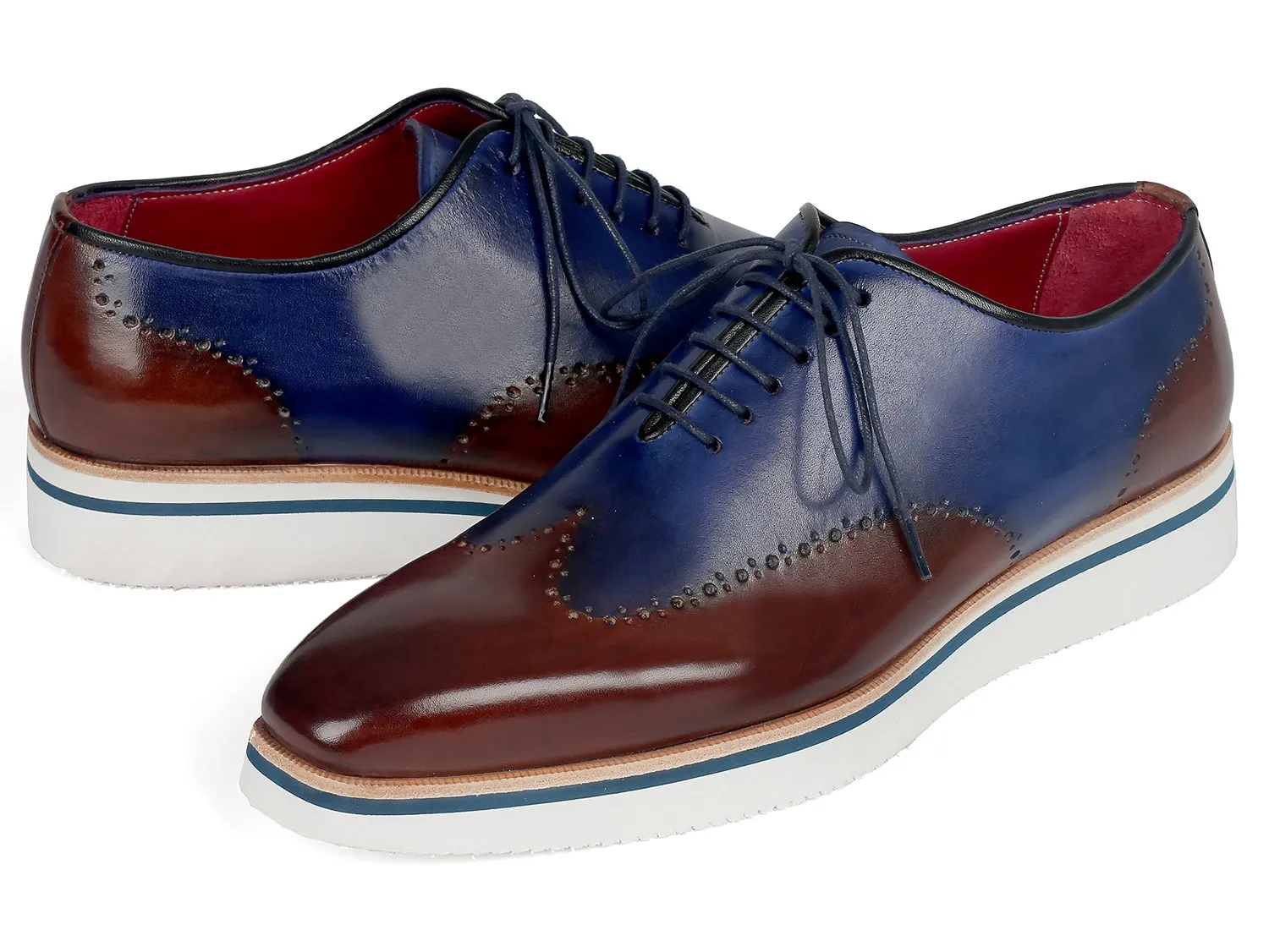 Paul Parkman Men's Brown & Blue Wingtip Oxfords