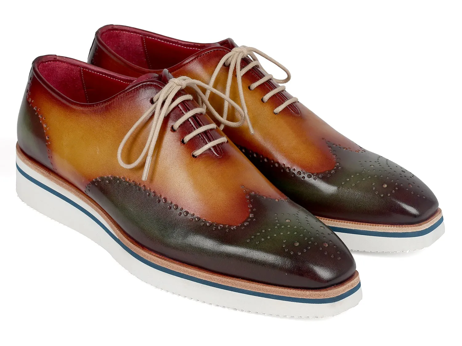 Paul Parkman Men's Green & Camel Wingtip Oxfords