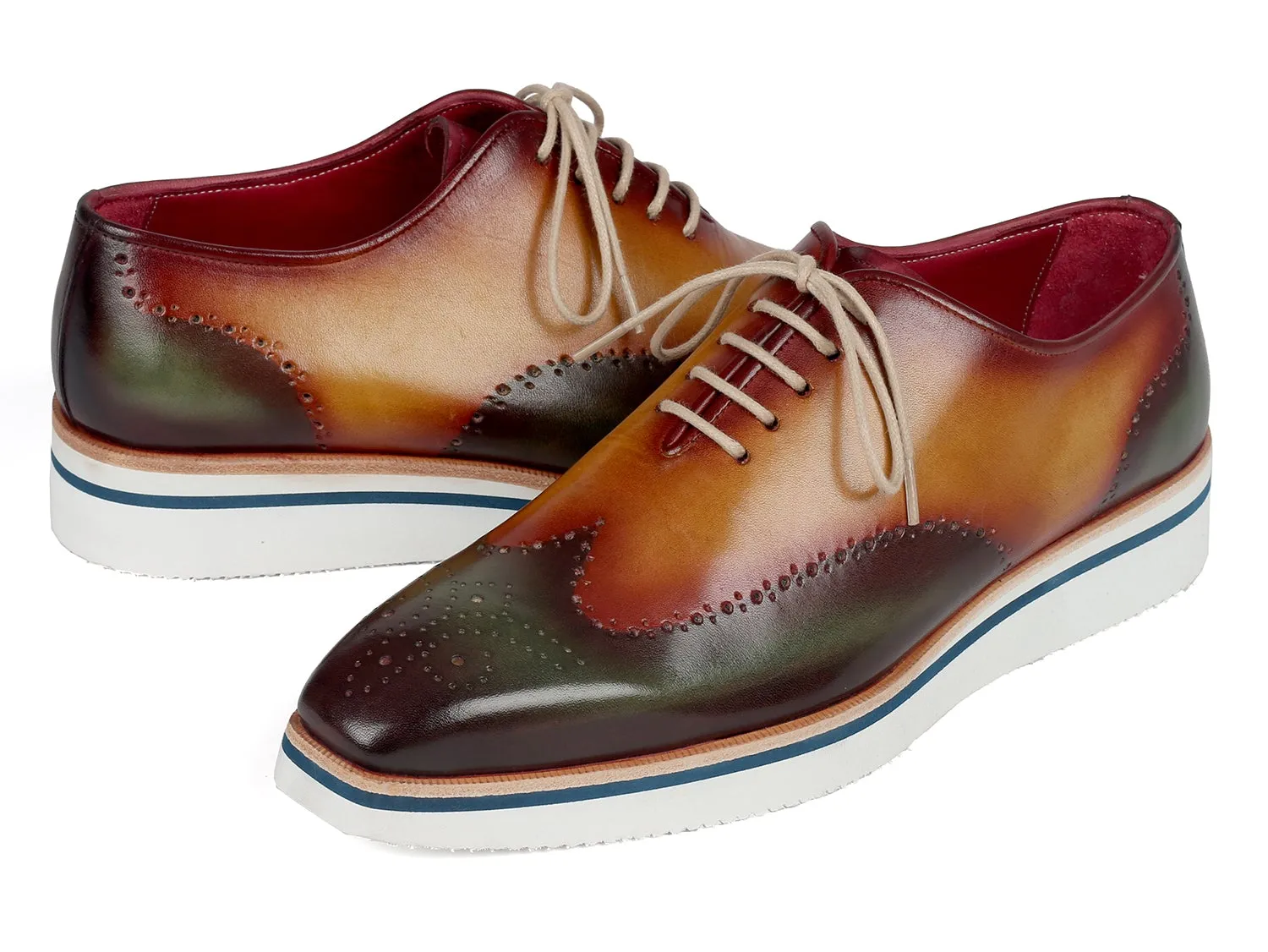 Paul Parkman Men's Green & Camel Wingtip Oxfords