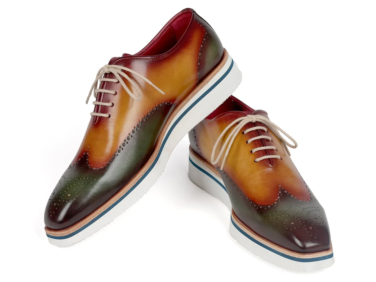 Paul Parkman Men's Green & Camel Wingtip Oxfords