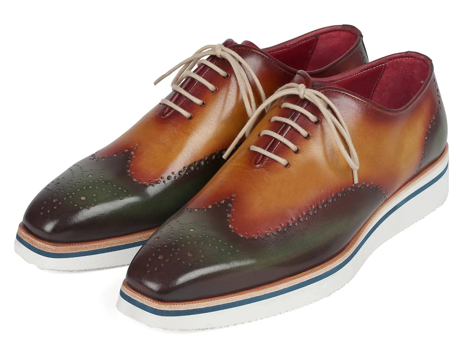 Paul Parkman Men's Green & Camel Wingtip Oxfords