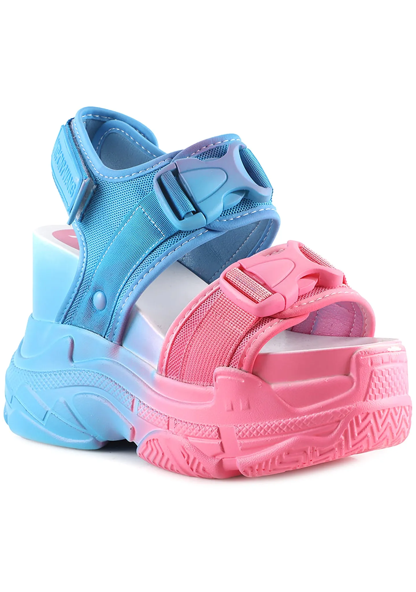 PEACH 08 Ocean Dreamer Blue Pink Platform Sandals