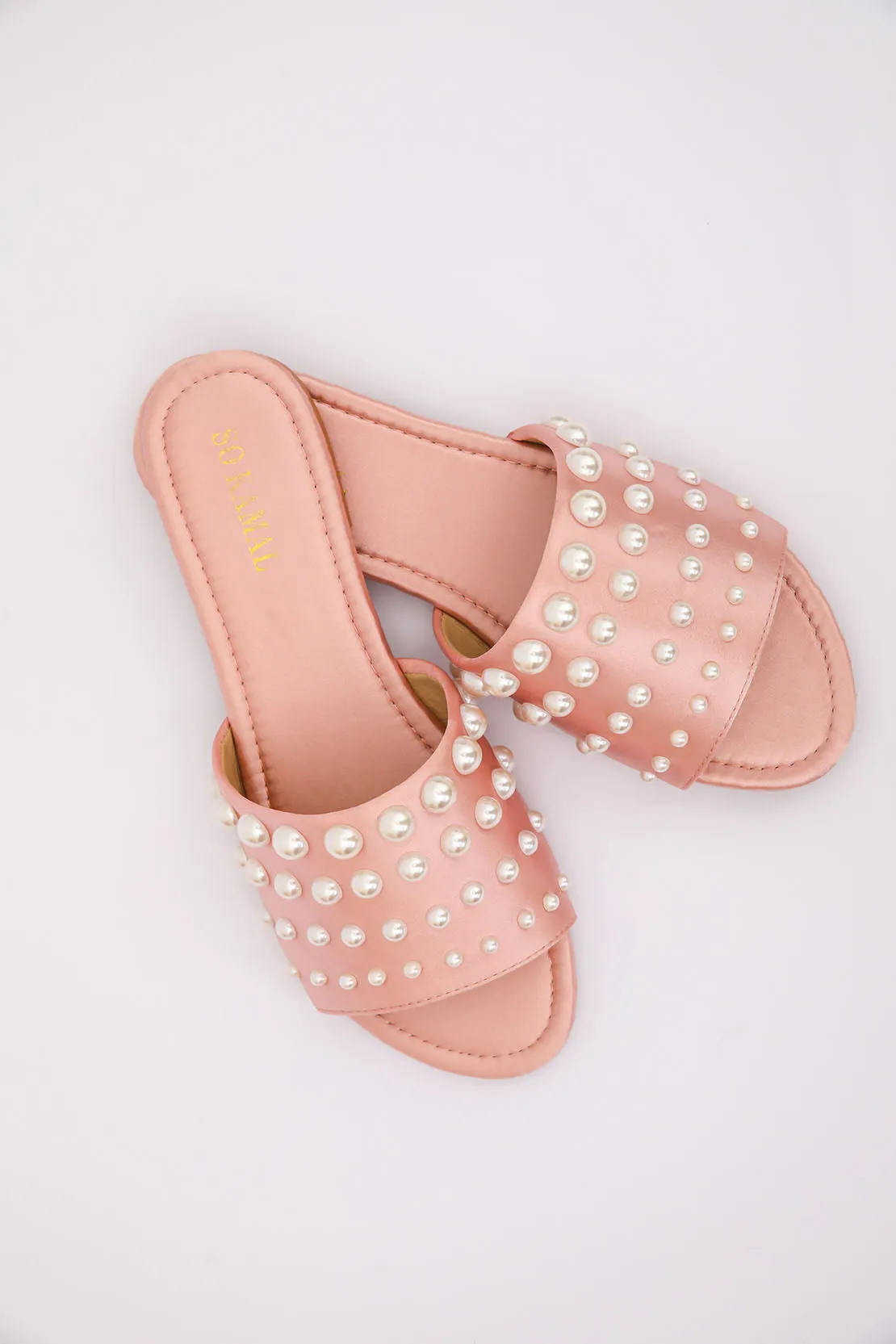 Pearl Loaded Flats - Peach