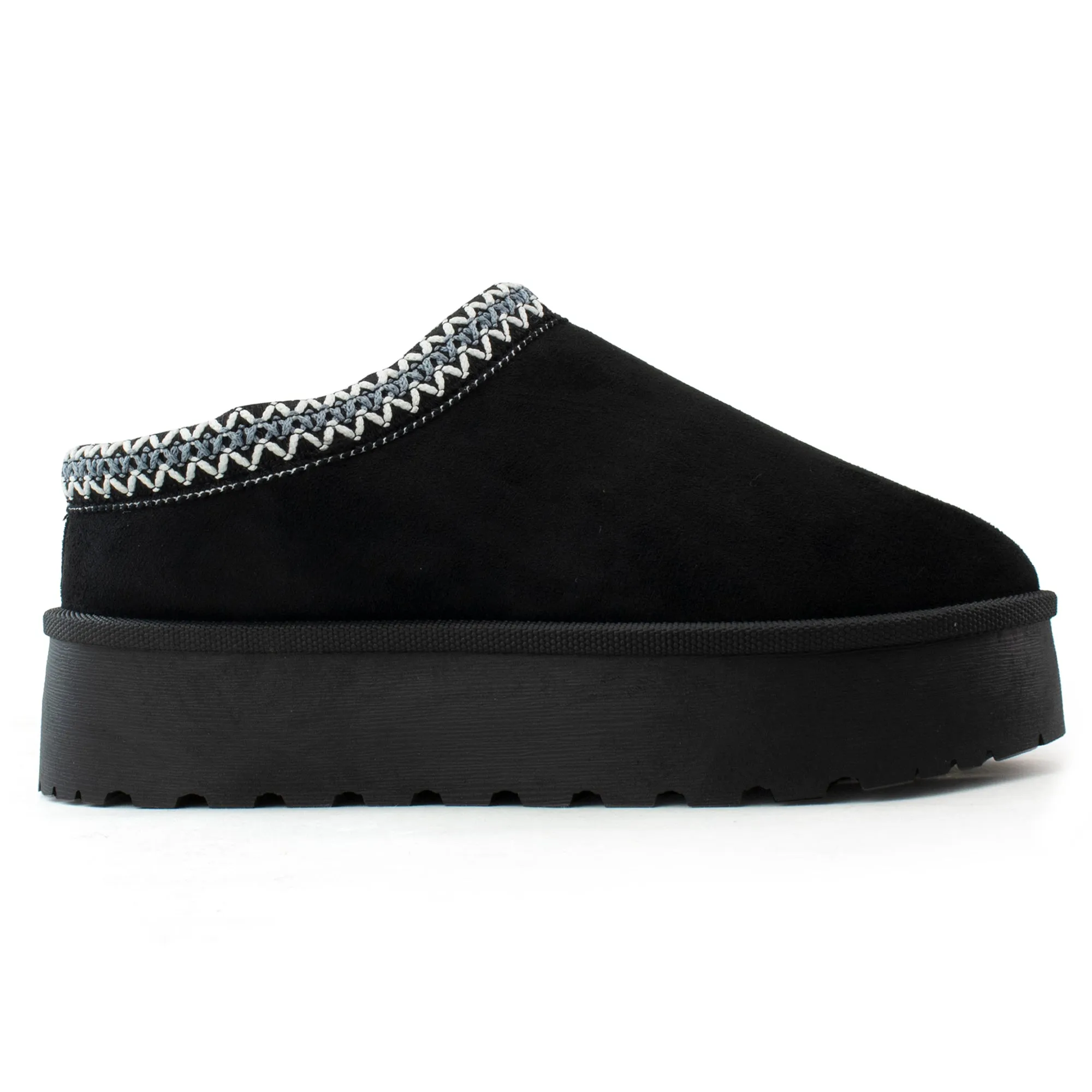 Platform Shearling Mule Clog BLACK