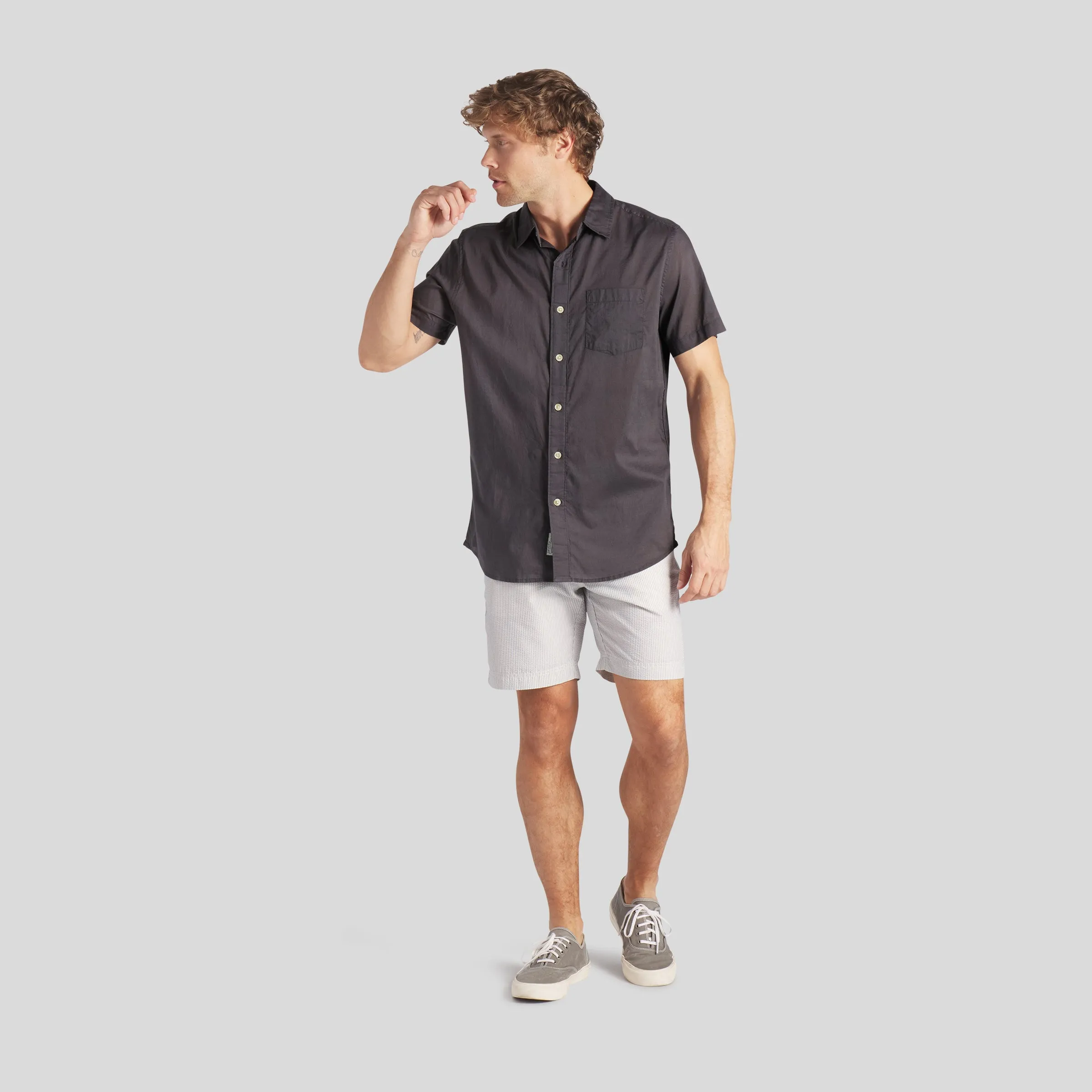 Portofino Featherweight Poplin Short Sleeve Shirt - Forged Iron