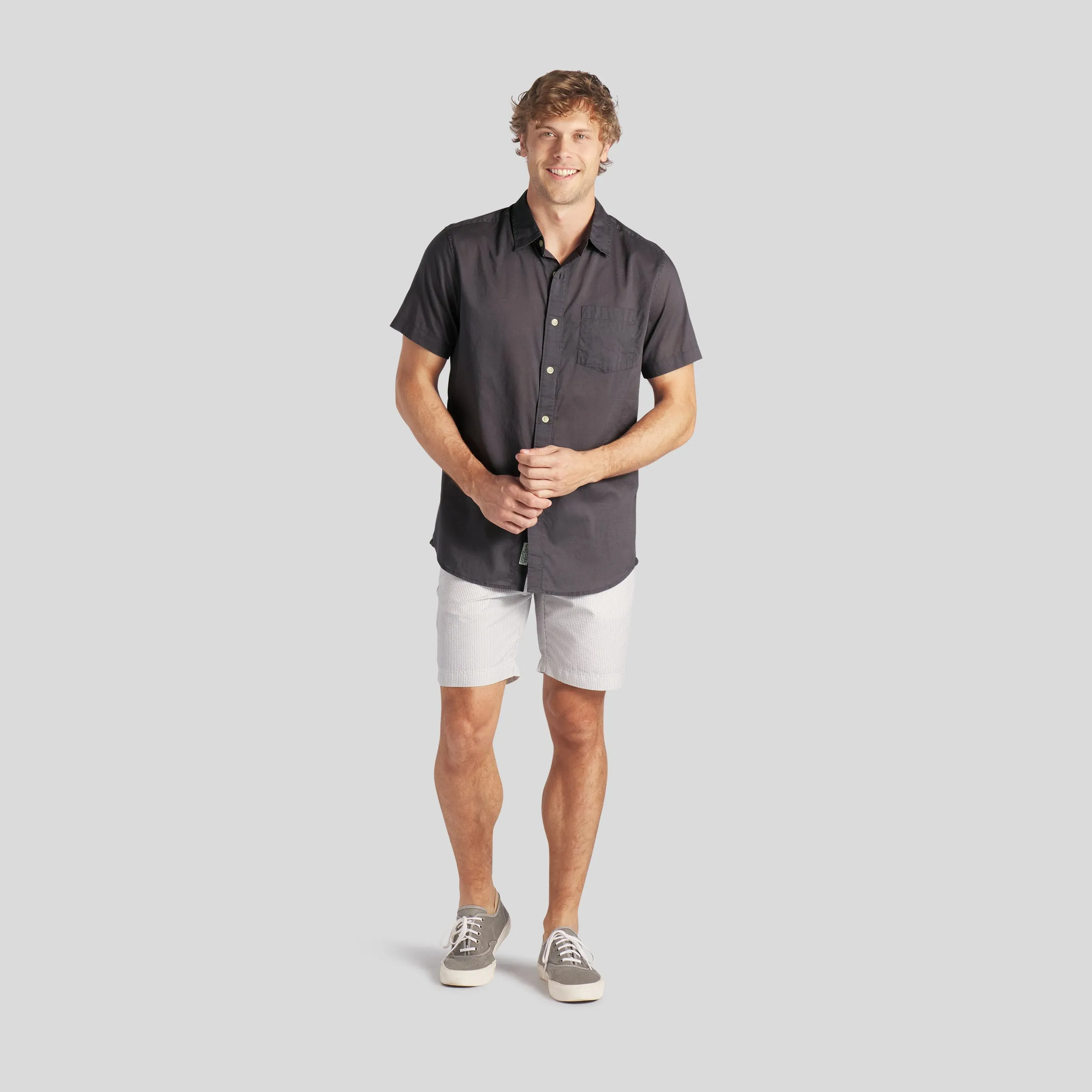 Portofino Featherweight Poplin Short Sleeve Shirt - Forged Iron