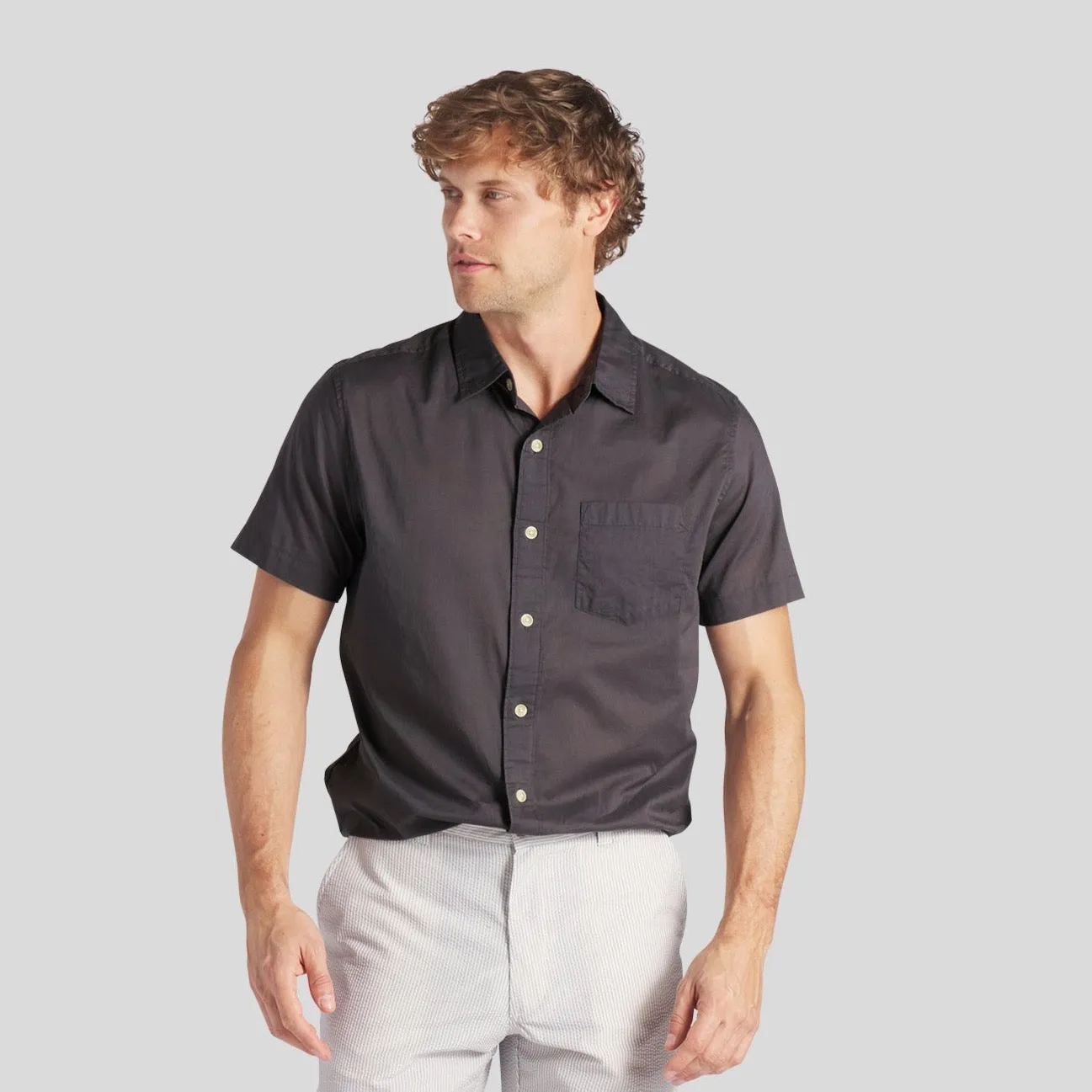 Portofino Featherweight Poplin Short Sleeve Shirt - Forged Iron