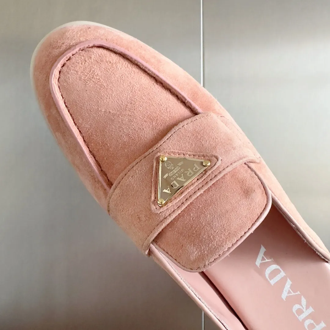 Pra Pink Suede Leather Mule 25mm Rubber Sole