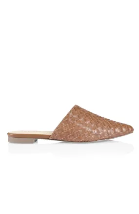 Rose Loafer Slides Embossed Weave Tan