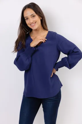 Sail to Sable V Neck LS Top-NAVY