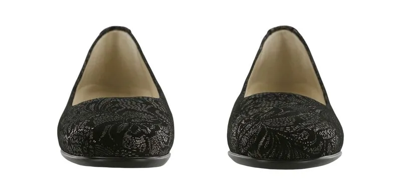 SCENIC BLACK LACE | Scenic Ballet Flat Brocade-Black Patent at Brandy Shoes Made in USA