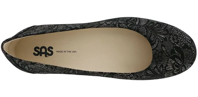 SCENIC BLACK LACE | Scenic Ballet Flat Brocade-Black Patent at Brandy Shoes Made in USA