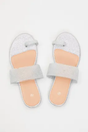 Silver Silver Flat Slides