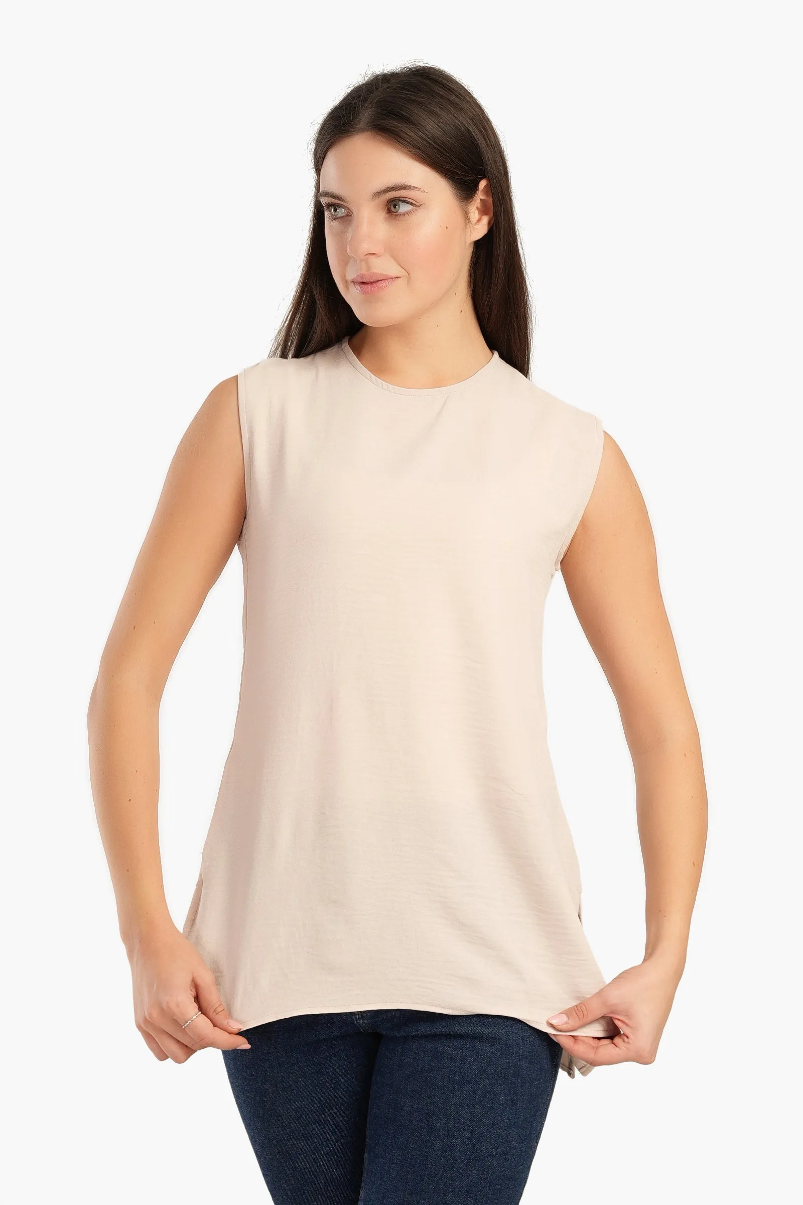 Sleeveless Blouse with Slits