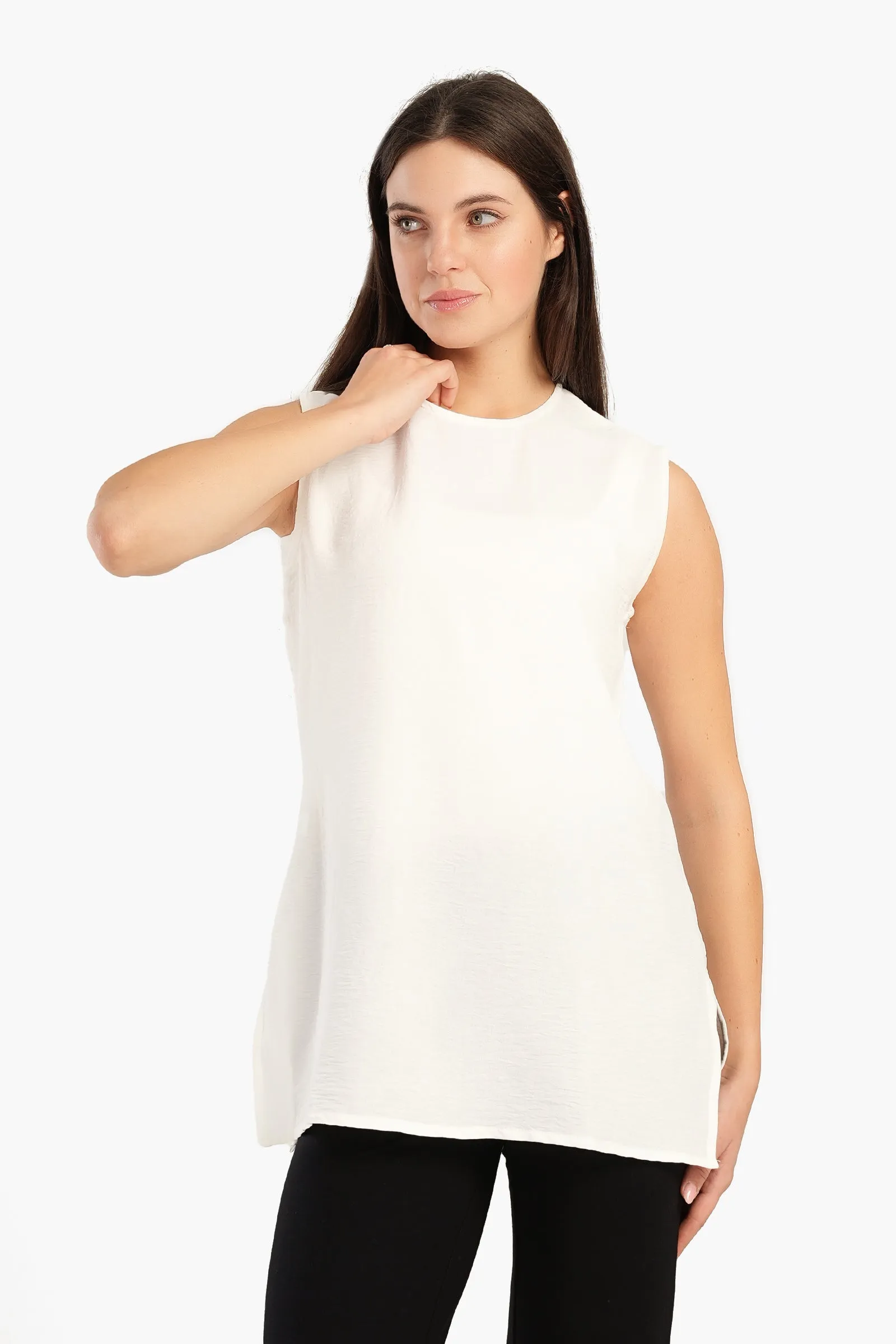 Sleeveless Blouse with Slits