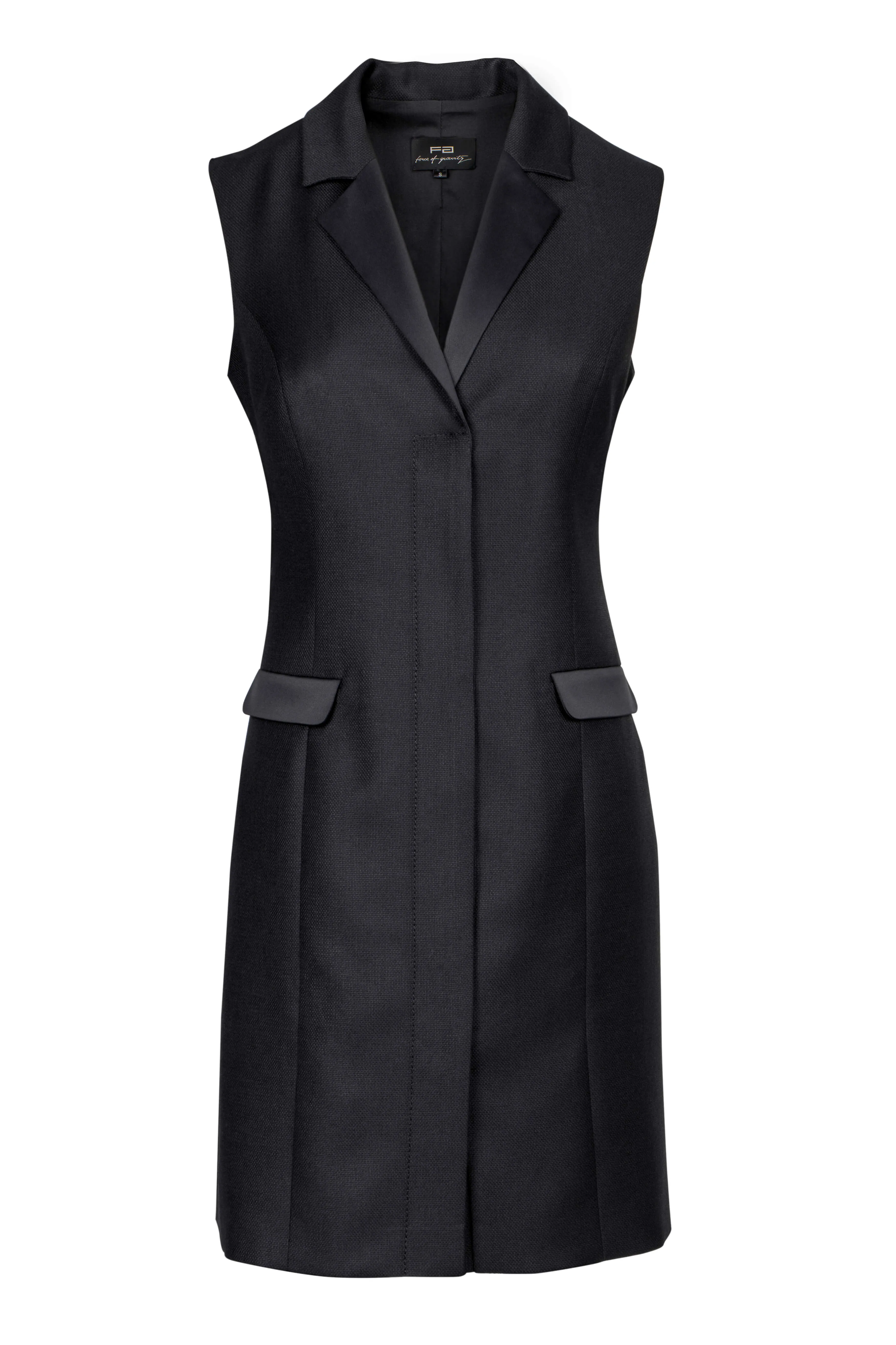 Sleveless Black Wool Blazer Dress