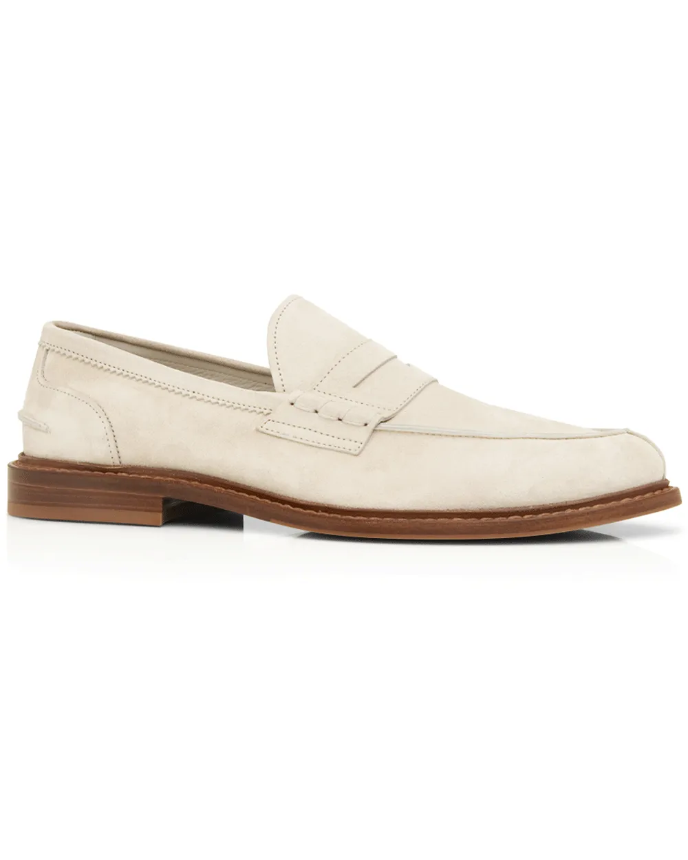 Suede Penny Loafer in White