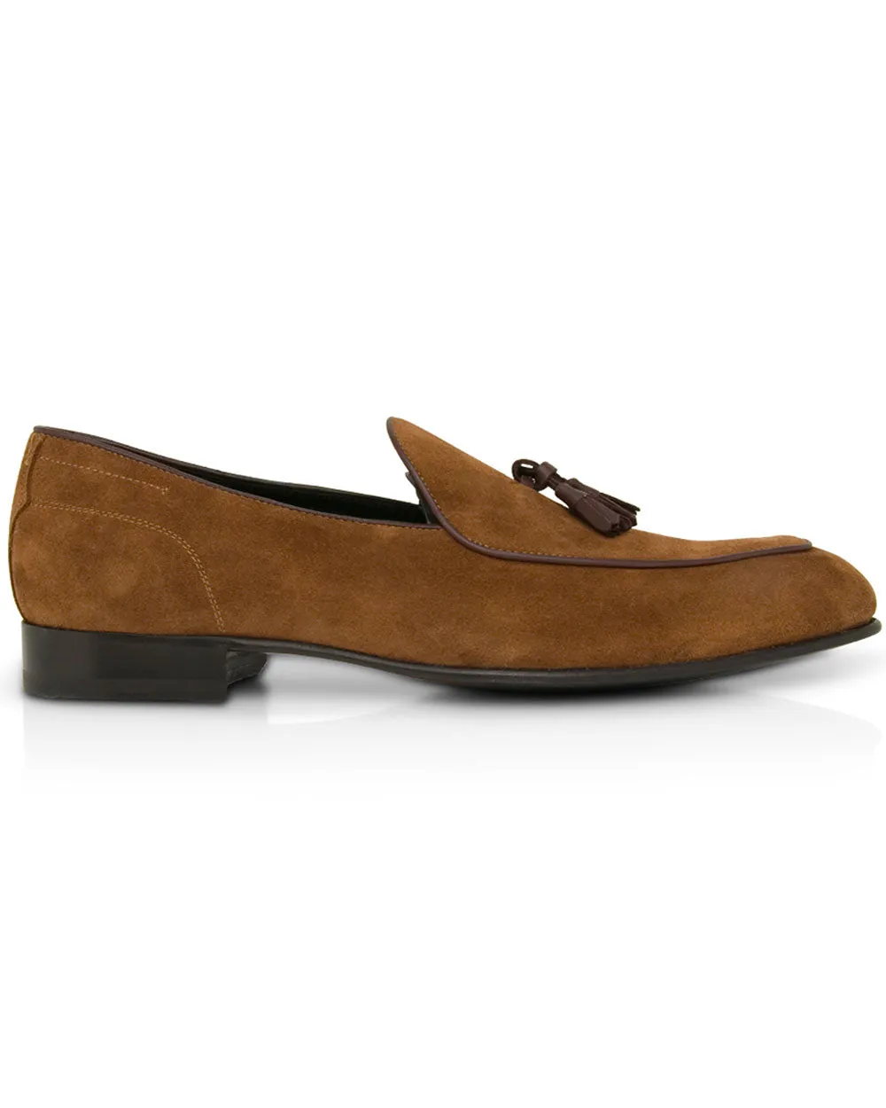 Suede Tassel Loafer in Land