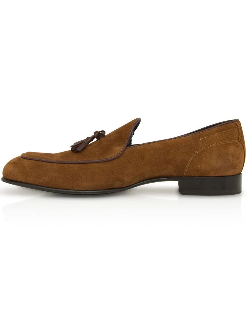 Suede Tassel Loafer in Land