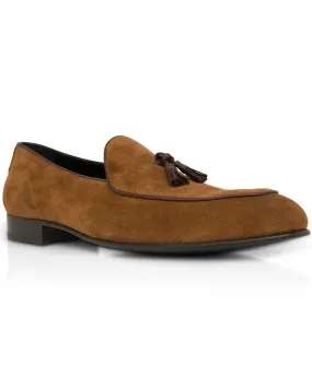 Suede Tassel Loafer in Land