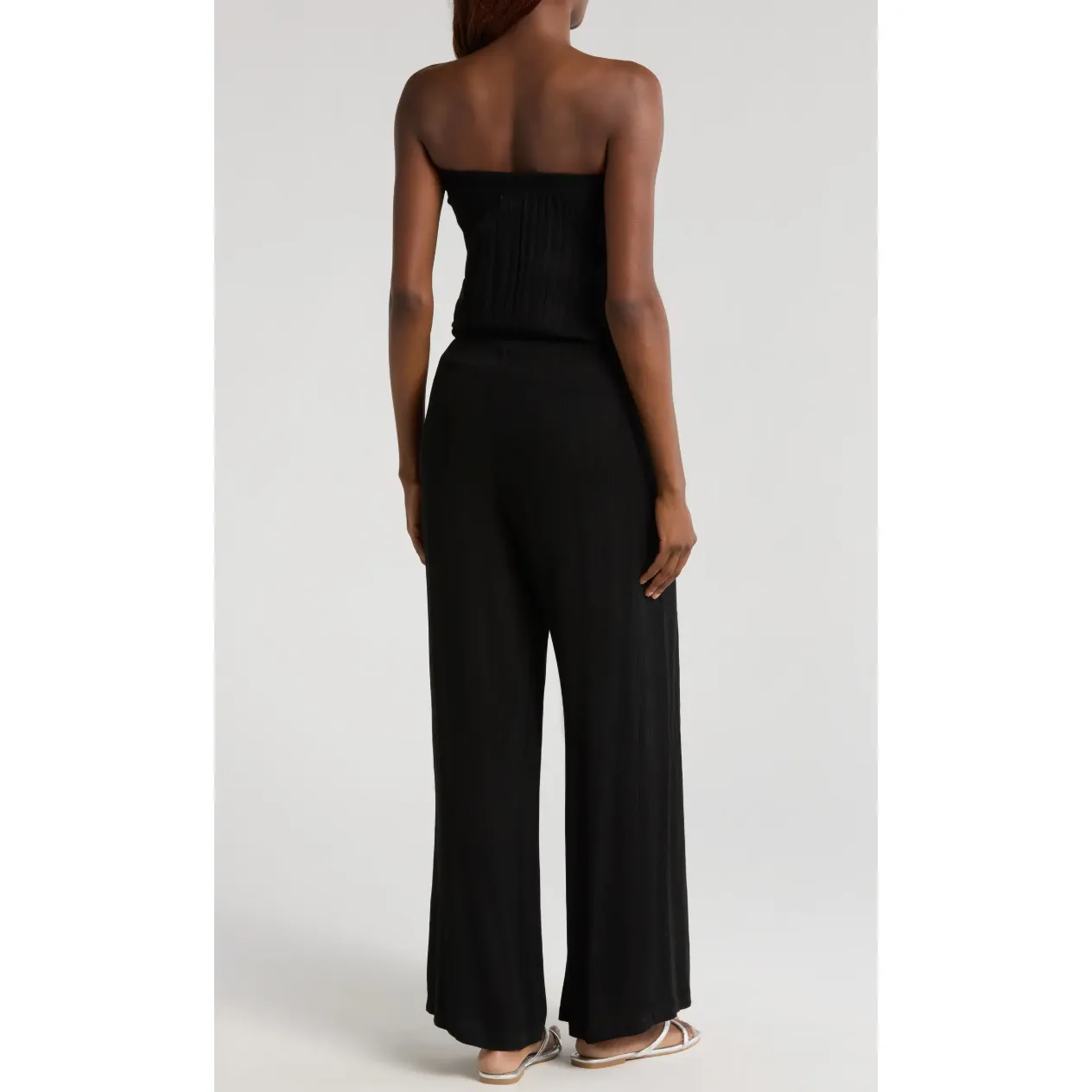 The Selena Black Strapless Wide Leg Jumpsuit