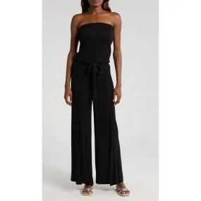 The Selena Black Strapless Wide Leg Jumpsuit