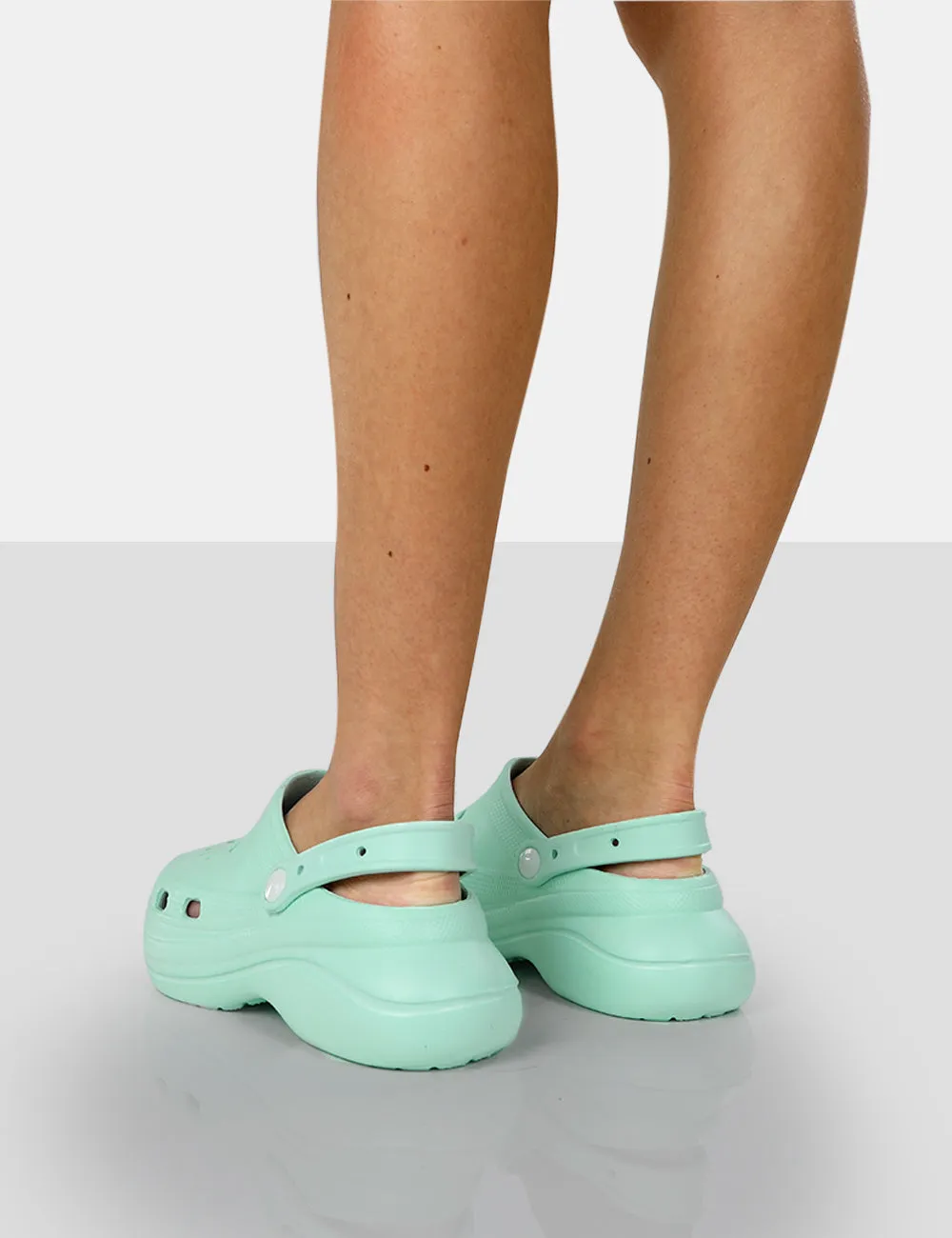 Vista Mint Green Rubber Platform Clog Sandals