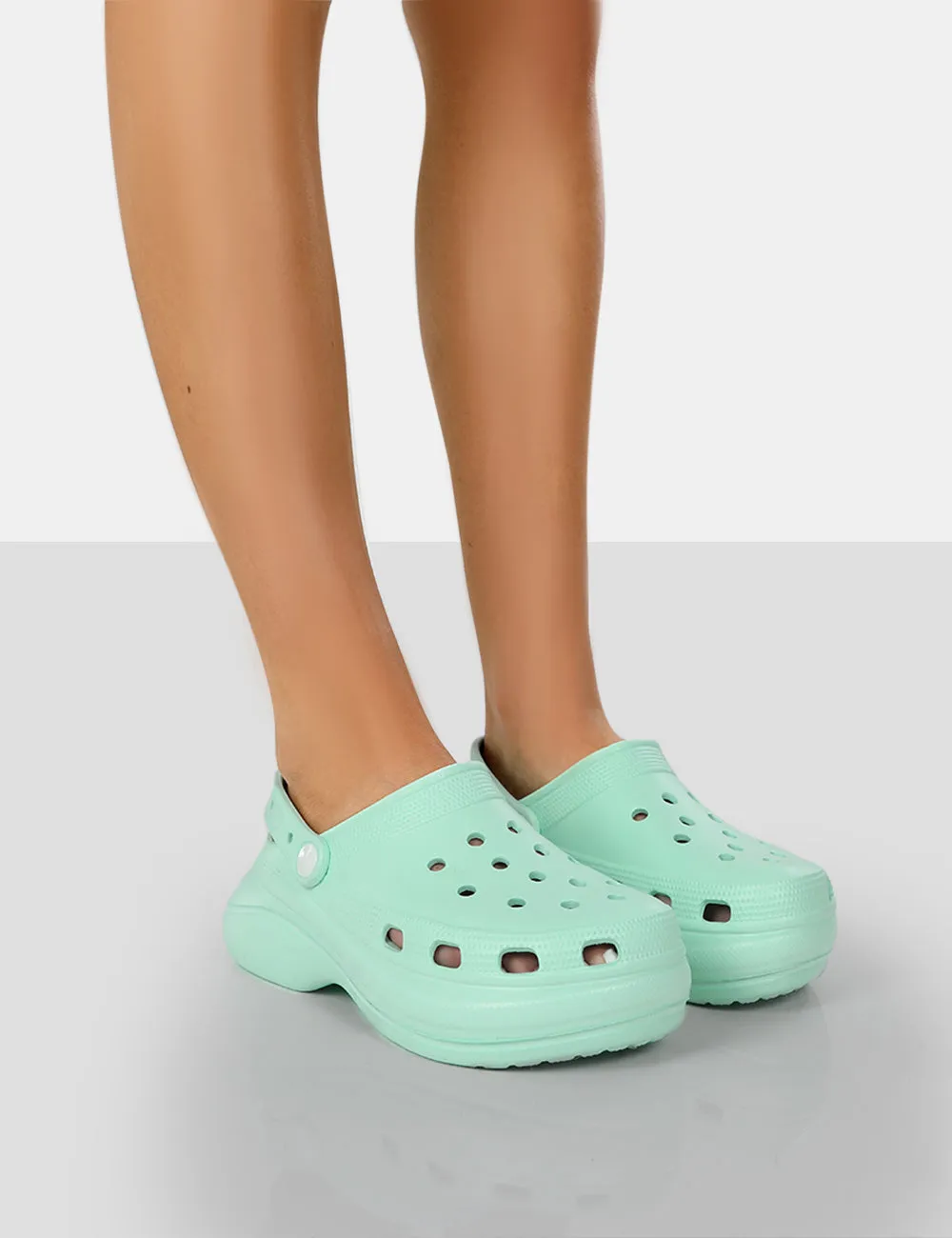 Vista Mint Green Rubber Platform Clog Sandals