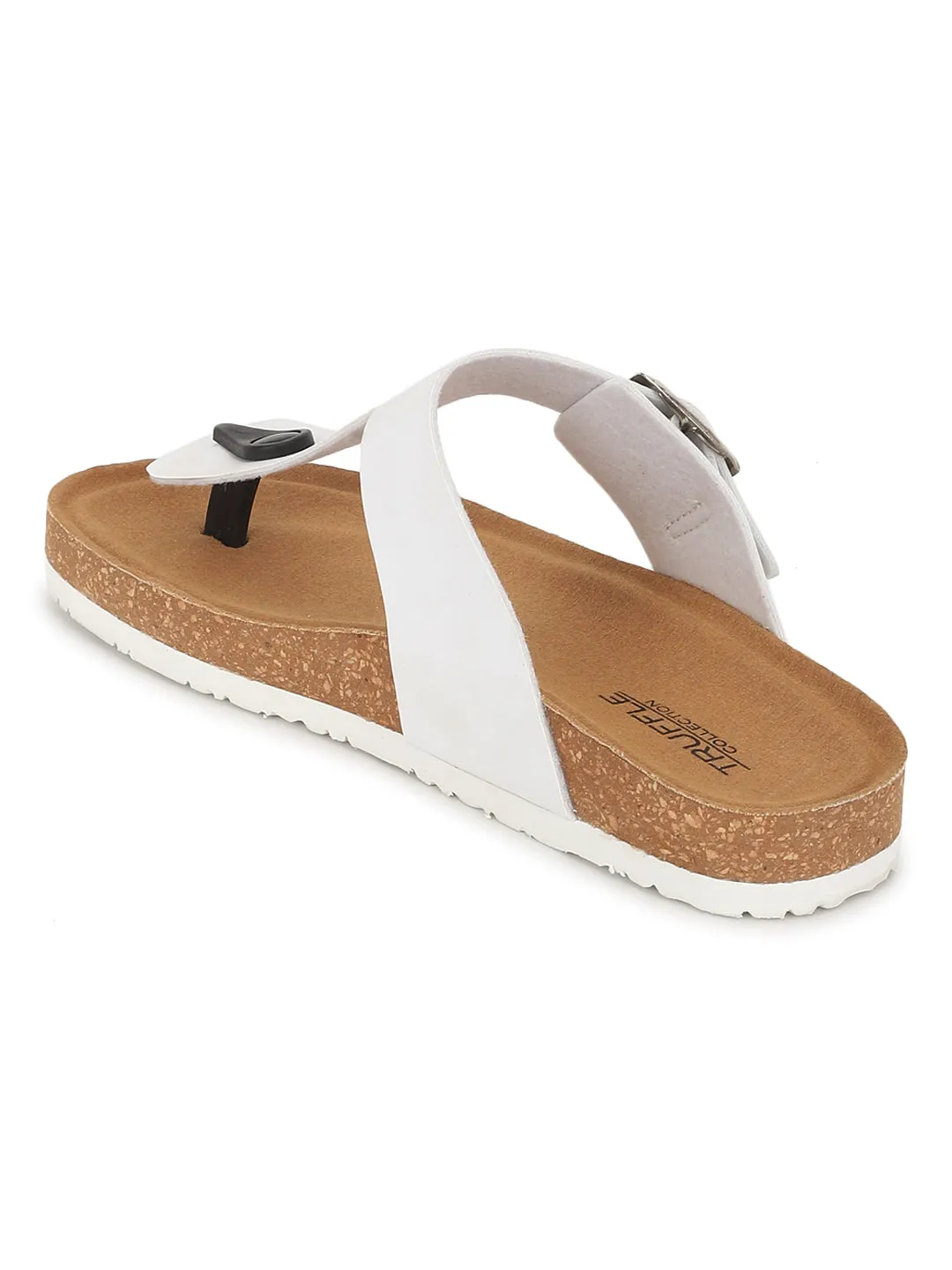 White PU Cork-Latex Footbed Flats (TC-070202-WHT)